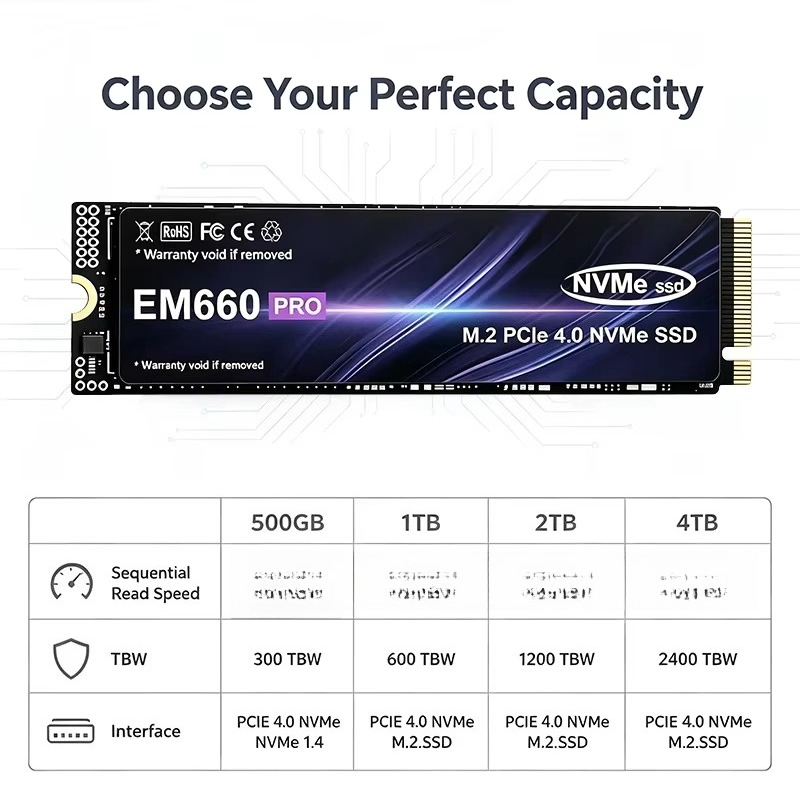 EM660 M.2 NVMe PCIe 4.0 SSD 50 - đánh giá và giá M.2 Nvme 4Tb Pcie 4.0 Ssd